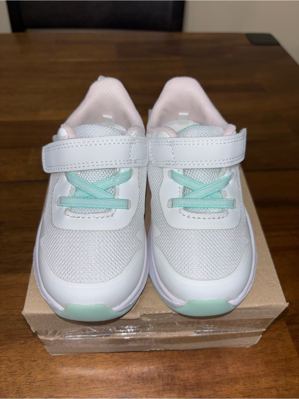 Athletic Works White Sneakers with Mint and Pink Accents - Picture 2 of 4